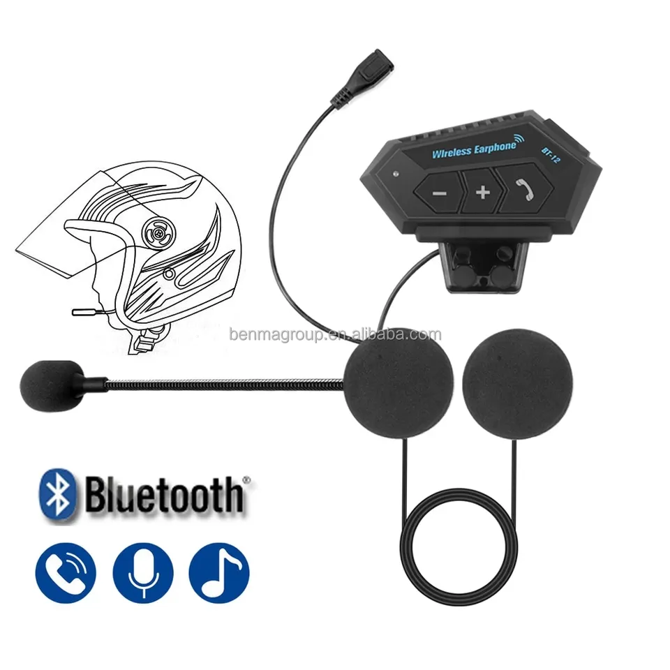 Audífonos Bluetooth Recargables Para Casco Moto Estéreo BT-12 ¡Envió Gratis!