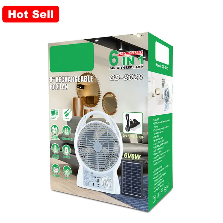 Ventilador Recargable Solar 6 En 1 GdTimes GD-8029